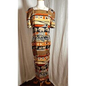 John Roberts Dress Size 10 Vintage 90's Mob Wife Glam Sahara Pencil Maxi Dress